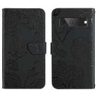 For Google Pixel 7A Skin Feel Butterfly Peony Embossed Leather Phone Case(Black) - 1