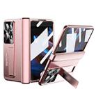 For OPPO Find N2 Integrated Metal Hinge All-inclusive Phone Case with Holder(Rose Gold) - 1