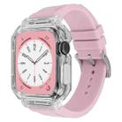 Crystal Clear Polycarbonate Case Silicone Watch Band For Apple Watch Series 9&8&7 41mm / SE 3&SE 2&6&SE&5&4 40mm / 3&2&1 38mm(Pink) - 1