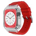 Crystal Clear Polycarbonate Case Silicone Watch Band For Apple Watch Series 9&8&7 41mm / SE 3&SE 2&6&SE&5&4 40mm / 3&2&1 38mm(Red) - 1