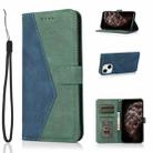 For iPhone 13 mini Dual-color Stitching Leather Phone Case(Blue Green) - 1