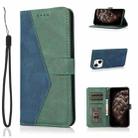 For iPhone 13 Dual-color Stitching Leather Phone Case(Blue Green) - 1