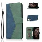 For iPhone 12 Pro Max Dual-color Stitching Leather Phone Case(Blue Green) - 1