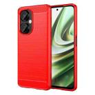 For OnePlus Nord CE 3 Brushed Texture Carbon Fiber TPU Phone Case(Red) - 1