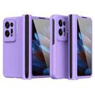 For OPPO Find N2 Macaron Magnetic Hinge Full Coverage Phone Case with Pen Slot(Purple) - 1