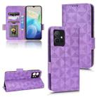 For vivo T1 5G / Y75 5G / Y55 5G Symmetrical Triangle Leather Phone Case(Purple) - 1