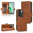 For vivo V27e / S16e Symmetrical Triangle Leather Phone Case(Brown) - 1