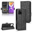 For vivo Y01 / Y15s 2021 Symmetrical Triangle Leather Phone Case(Black) - 1