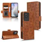 For vivo Y02 4G Symmetrical Triangle Leather Phone Case(Brown) - 1