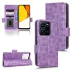 For vivo Y35 4G Symmetrical Triangle Leather Phone Case(Purple) - 1