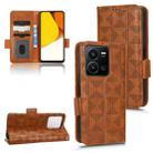 For vivo Y35 4G Symmetrical Triangle Leather Phone Case(Brown) - 1