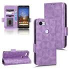 For Google Pixel 3 Lite XL / 3a XL Symmetrical Triangle Leather Phone Case(Purple) - 1