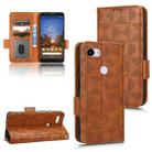 For Google Pixel 3 Lite XL / 3a XL Symmetrical Triangle Leather Phone Case(Brown) - 1