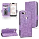 For Google Pixel 3 XL Symmetrical Triangle Leather Phone Case(Purple) - 1