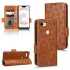 For Google Pixel 3 XL Symmetrical Triangle Leather Phone Case(Brown) - 1
