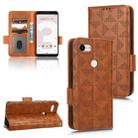 For Google Pixel 3 Symmetrical Triangle Leather Phone Case(Brown) - 1