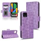 For Google Pixel 4 XL Symmetrical Triangle Leather Phone Case(Purple) - 1