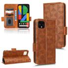 For Google Pixel 4 XL Symmetrical Triangle Leather Phone Case(Brown) - 1