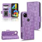 For Google Pixel 4a 4G Symmetrical Triangle Leather Phone Case(Purple) - 1