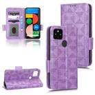 For Google Pixel 4a 5G Symmetrical Triangle Leather Phone Case(Purple) - 1