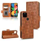 For Google Pixel 5a 5G Symmetrical Triangle Leather Phone Case(Brown) - 1