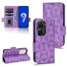 For Asus Zenfone 9 Symmetrical Triangle Leather Phone Case(Purple) - 1