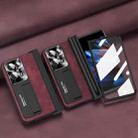 For OPPO Find N2 Integrated Napa Pattern All-inclusive Magnetic Phone Case with Pen Slot(Wine Red) - 1