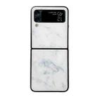 For Samsung Galaxy Z Flip3 5G Marble Pattern Glass Protective Phone Case(White) - 1