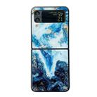 For Samsung Galaxy Z Flip3 5G Marble Pattern Glass Protective Phone Case(Blue) - 1