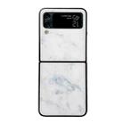For Samsung Galaxy Z Flip4 5G Marble Pattern Glass Protective Phone Case(White) - 1