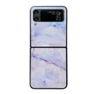 For Samsung Galaxy Z Flip4 5G Marble Pattern Glass Protective Phone Case(Purple) - 1