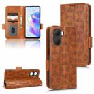 For Honor Play 40 Plus Symmetrical Triangle Leather Phone Case(Brown) - 1