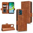 For Motorola Moto E13 4G Symmetrical Triangle Leather Phone Case(Brown) - 1