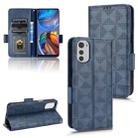 For Motorola Moto E32 4G Symmetrical Triangle Leather Phone Case(Blue) - 1