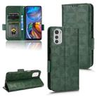 For Motorola Moto E32 4G Symmetrical Triangle Leather Phone Case(Green) - 1