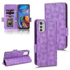 For Motorola Moto E32 4G Symmetrical Triangle Leather Phone Case(Purple) - 1