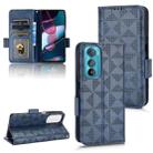 For Motorola Edge 30 Symmetrical Triangle Leather Phone Case(Blue) - 1