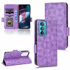For Motorola Edge 30 Symmetrical Triangle Leather Phone Case(Purple) - 1