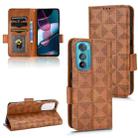 For Motorola Edge 30 Symmetrical Triangle Leather Phone Case(Brown) - 1