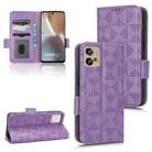 For Motorola Moto G32 Symmetrical Triangle Leather Phone Case(Purple) - 1