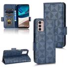 For Motorola Moto G42 Symmetrical Triangle Leather Phone Case(Blue) - 1