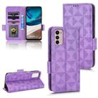 For Motorola Moto G42 Symmetrical Triangle Leather Phone Case(Purple) - 1