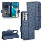 For Motorola Moto G52 4G Symmetrical Triangle Leather Phone Case(Blue) - 1