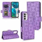 For Motorola Moto G52 4G Symmetrical Triangle Leather Phone Case(Purple) - 1