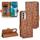 For Motorola Moto G52 4G Symmetrical Triangle Leather Phone Case(Brown) - 1