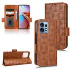 For Motorola Moto X40 Pro Symmetrical Triangle Leather Phone Case(Brown) - 1