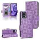 For Motorola Edge 30 Lite Symmetrical Triangle Leather Phone Case(Purple) - 1