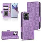 For Motorola Edge 30 Ultra Symmetrical Triangle Leather Phone Case(Purple) - 1