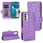 For Motorola Moto G52j Symmetrical Triangle Leather Phone Case(Purple) - 1