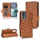 For Motorola Moto G62 Symmetrical Triangle Leather Phone Case(Brown) - 1